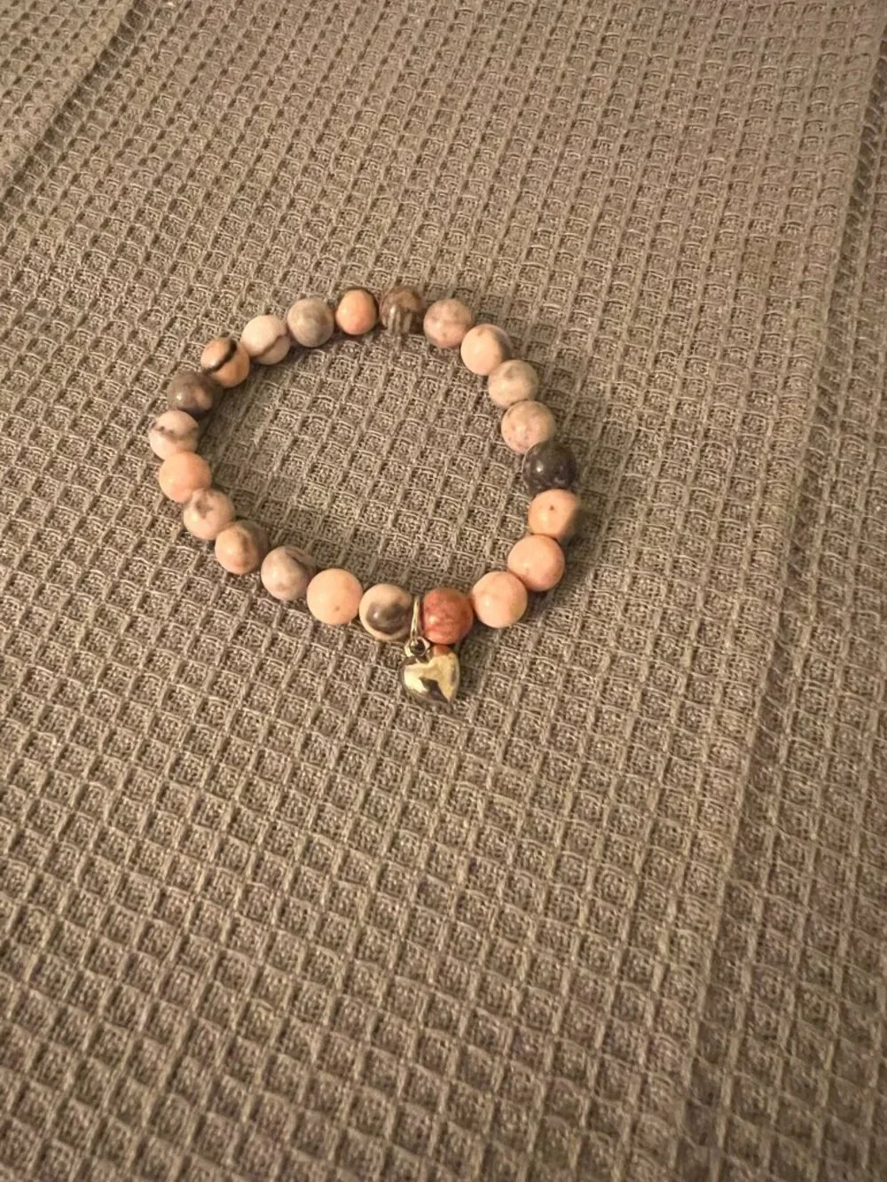 Designs by Forte Boho Natural Stone Stretch Bracelet with Silver Heart Charm